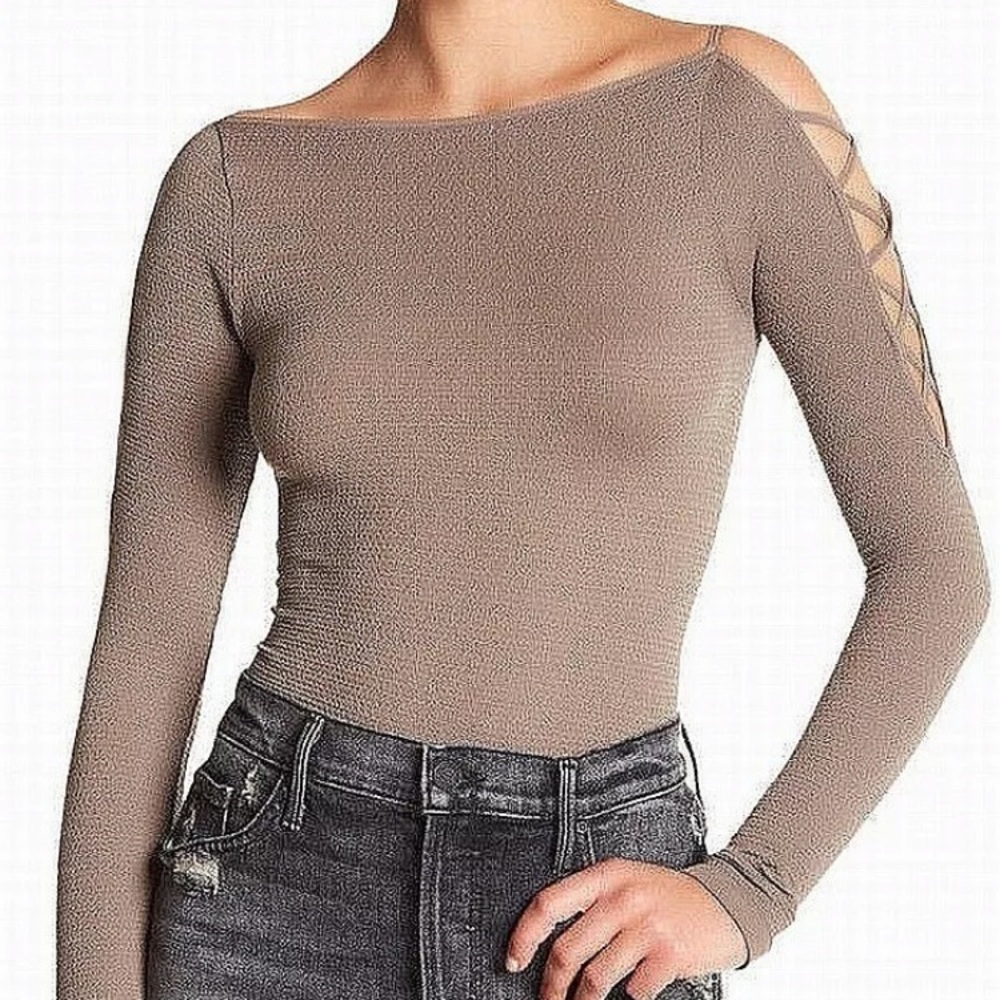 NEW Free People shoulder stretch knit top size s